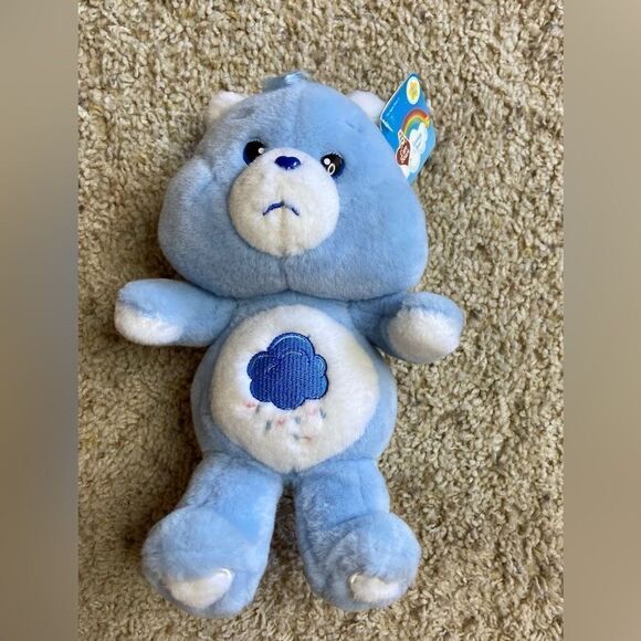 NWT VTG 2002 Care Bears 10"  Grumpy Bear  Blue Rain Cloud Stuffed Animal - Picture 2 of 8